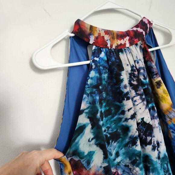 Alice + Olivia Silk Halter Top XS Tie Dye‎ Designer Party Resortwear Cocktail - Picture 3 of 8